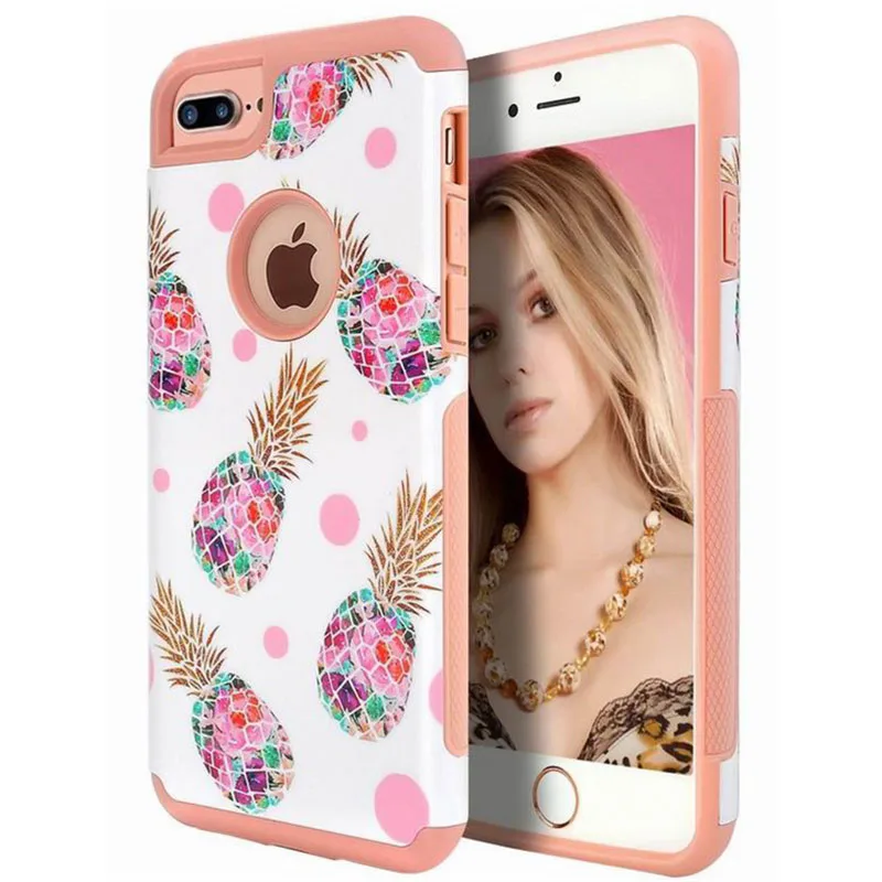 Чехол для iphone 8 plus розовое золото двухслойный дизайн Жесткий ПК + ТПУ чехол