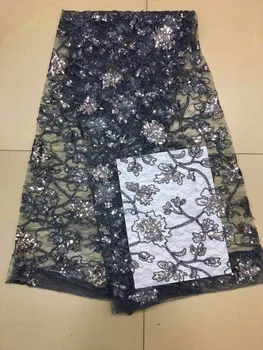 

unique S-1116126 African net lace for wedding dress French tulle embroidery lace fabric with sequins