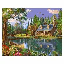 Безрамный Дом DIY Цифровая масляная краска ing краска по номеру художественная работа на холсте стены в комнате домашний Декор Рождество