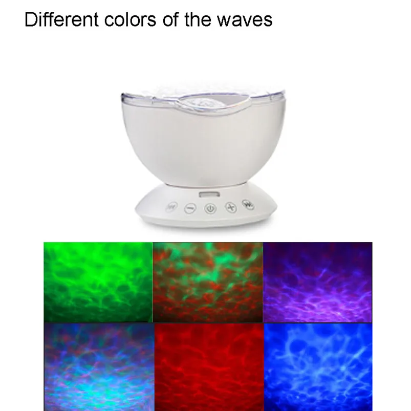  12 LED 7 Colors Night Lamp Remote Control Ocean Wave Projector Nightlight For Apartment Drawing Room Decor Lamparas 40JY3001