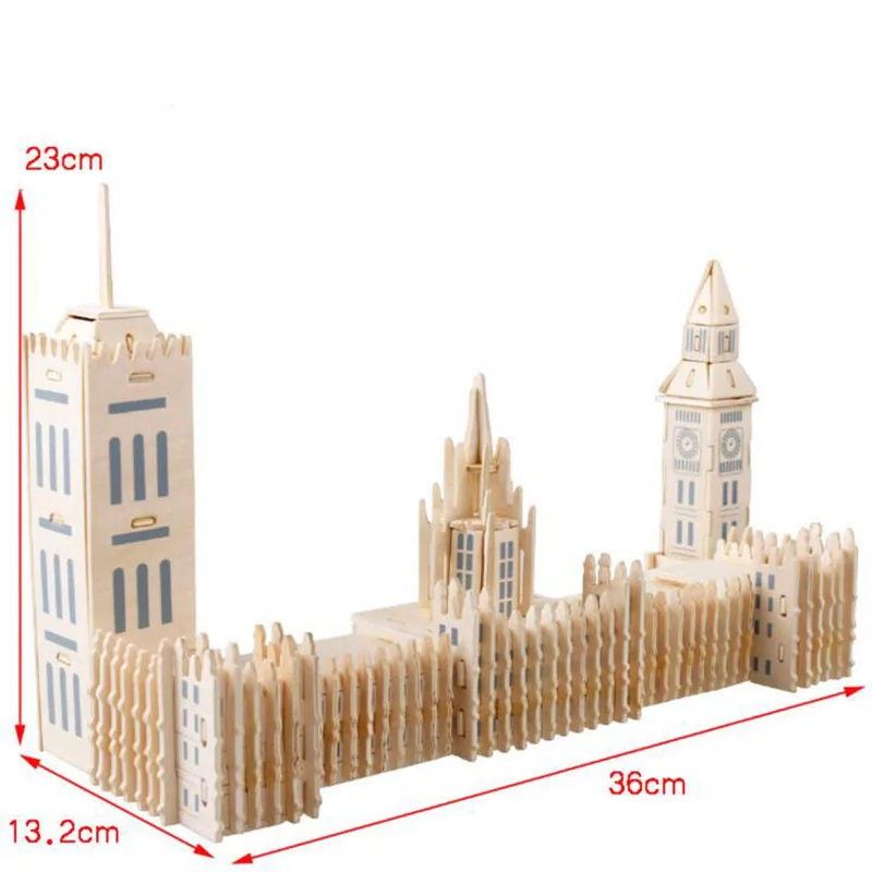 

Wooden 3D Puzzles England Big Ben Building Puzzle 3D Jigsaw Contruction House Woodcraft Handmade Toys For Kids and Adult