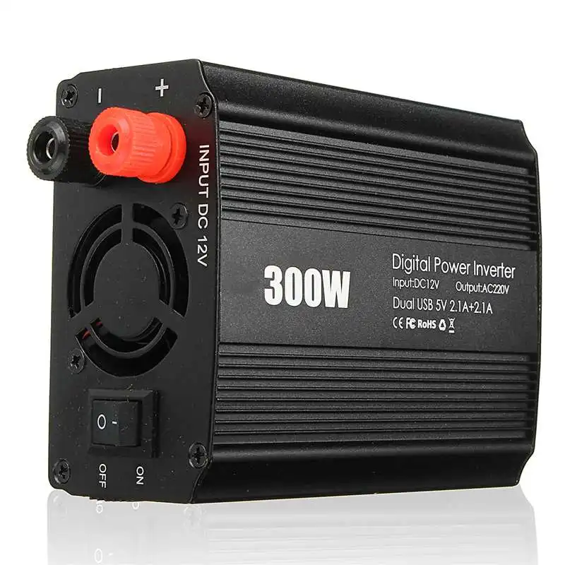 300W Мощность инвертор 12 V дo AC 110/220 вольт с 2 портами(стандарт макс 600 Вт модифицированный ЖК-монитор Синусоидальная волна цифровой автомобильное зарядное устройство конвертер трансформатор