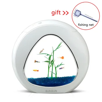 

4L Mini Fish Tank Mini Nano aquarium with Built-in Filter LED Light System Portable Tank Office Mini Aquarium Acrylic Aquarium