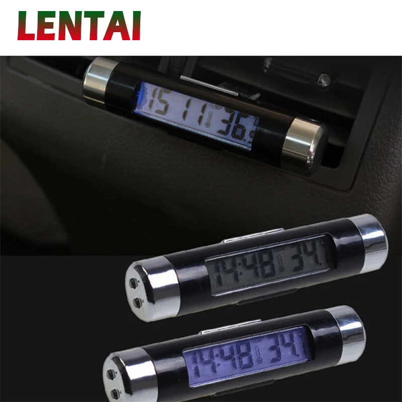 

LENTAI For Skoda octavia a7 a5 2 rapid fabia Volvo xc90 s60 xc60 Cadillac 1Set Car air outlet thermometer electronic clock Blue