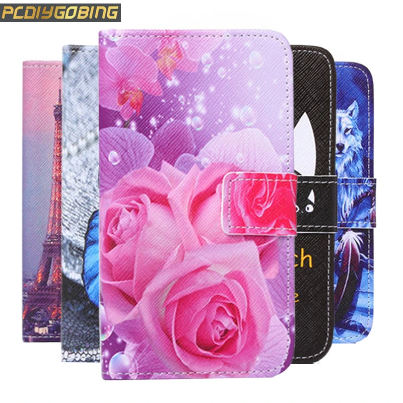 

Luxury wallet two side color pattern leather case For Meizu M2 Mini Meilan 2 Rose Flower Tower full cover Phone