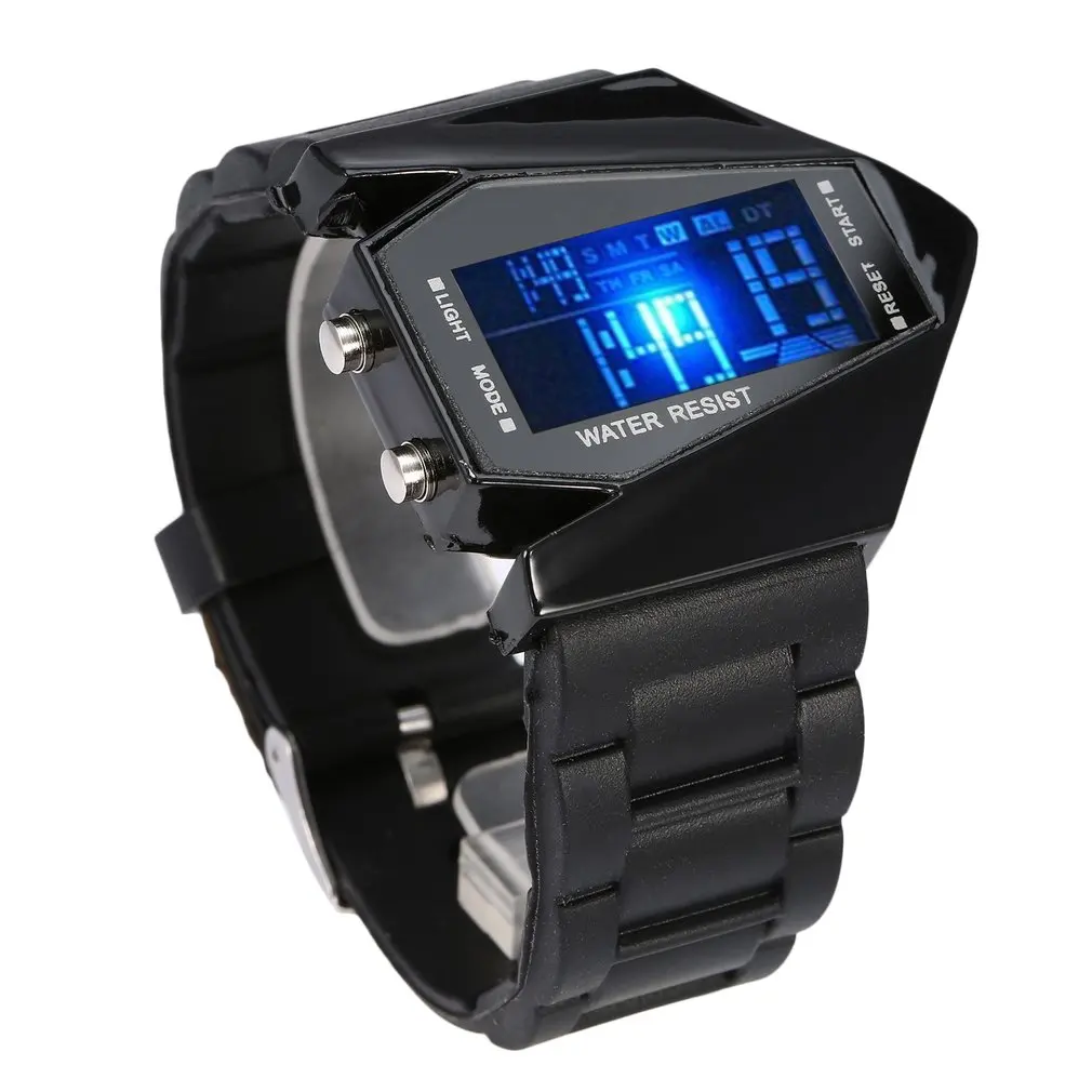 Men's LED Digital Wristwatches Black Rubber Strap Band Sports Watches