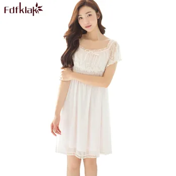 

Fdfklak Summer Nightgowns Pregnant Women Short Sleeve Sweet Pregnancy Dress Lace Nightdress Maternity Sleepwear Home Clothes