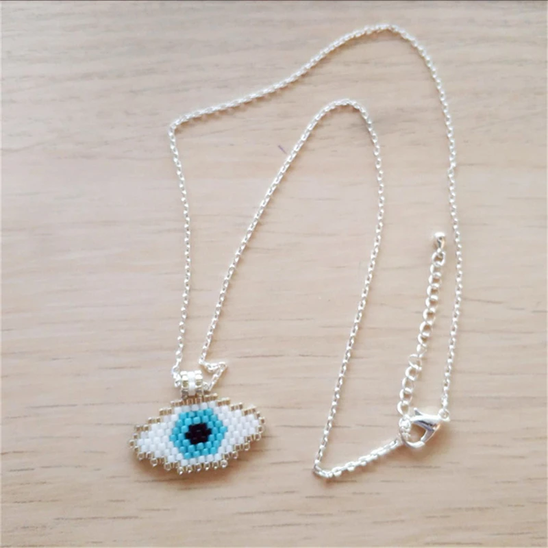 

BOAKO Ethnic Evil Eye Necklace Silver Gold Chain Necklaces Handmade Beads Pendant Necklace Wome Gift Party Jewelry collier Z3