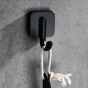 

Black punch-free single hook bathroom coat hook bathroom wall hanging stainless steel towel hook wx8061045
