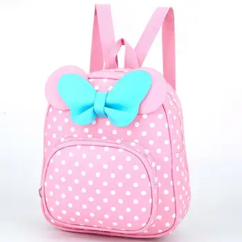 

New Baby Girls Kids Backpack Cartoon Cute Butterfly Knot Minnie Backpack Princess Mini Bag Bow Ears Black Pink Red Blue
