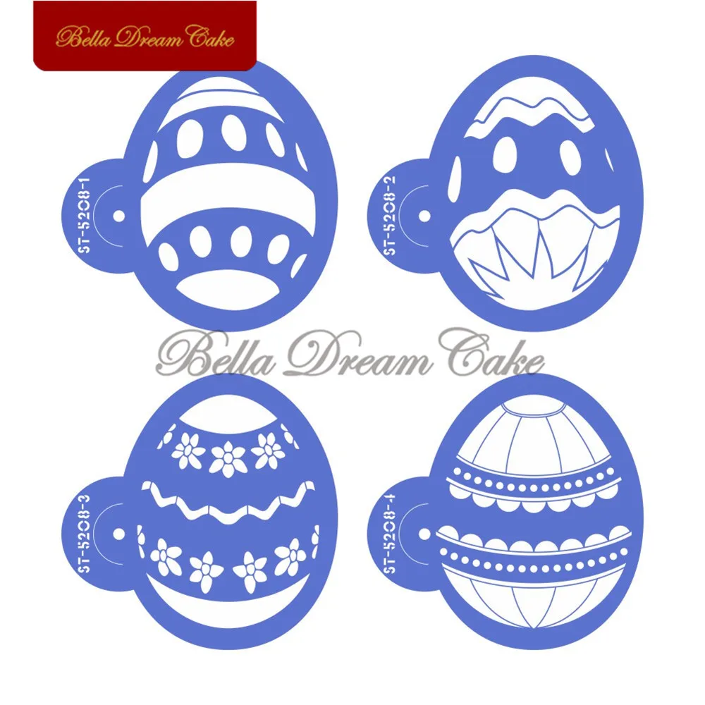 

Easter Egg Flower Design Cookies Stencil Set Fondant Cake Plastic Stencil Festival Cake Decorating Tools Bakeware