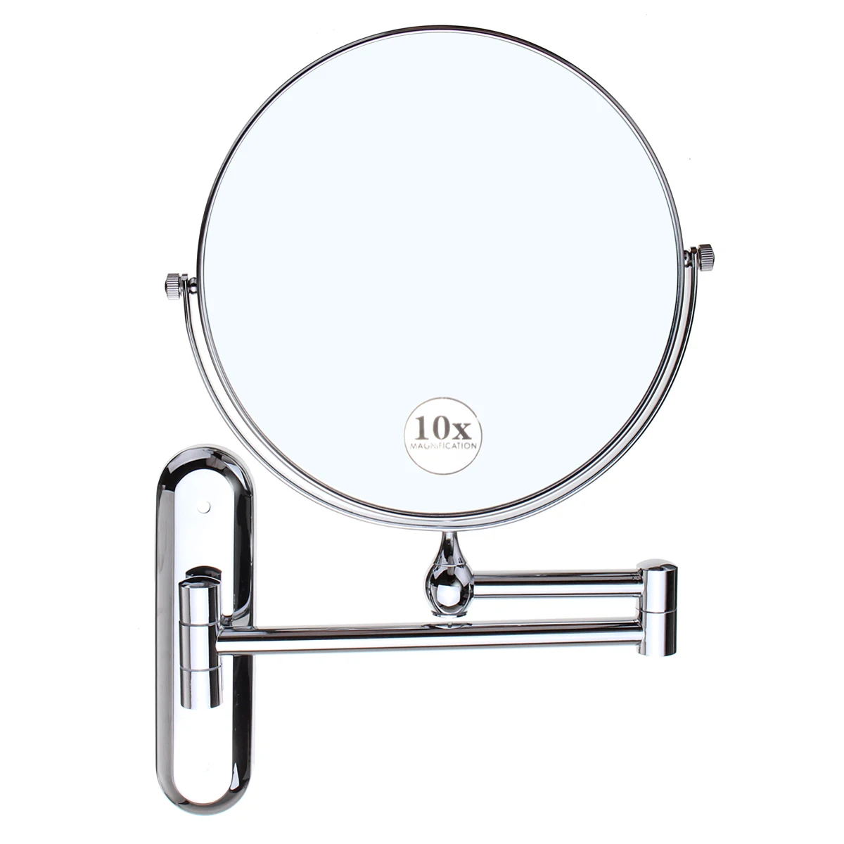 

Cosmetic Double-sided 10X Magnifying Mirrors Chrome Round 8" Wall Cosmetic Mirror Foldable Vanity Mounted Bathroom Toilet Mirror