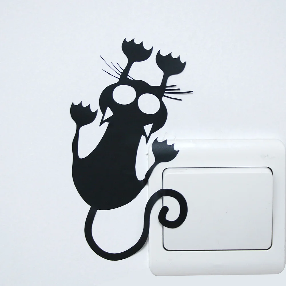 

LESUPERAY Cute Cartoon Kitten Hanging On Light Cat Switch Stickers Home Decorative Wall Vinyl Waterproof Wallpapers