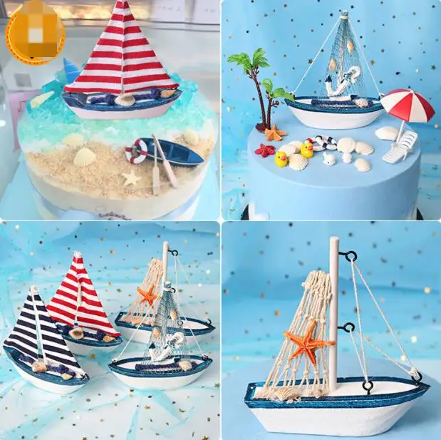

Hot Selling Newest 2019 Ocean Cake Decoration Sailing Ship Starfish Shell Pirate Ship Birthday Festival Baking Cake Toppers