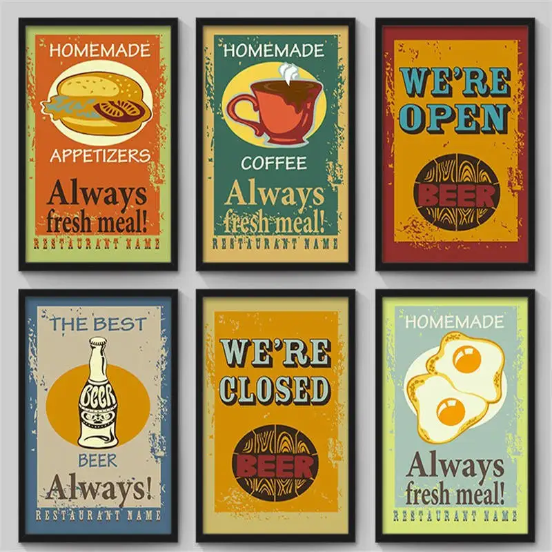 

Western Restaurant Dessert Food Pizza Burger canvas wall posters and art prints wall pictures for Tea Shop home decor No Frame