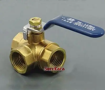 

Brass Tee T-Port Ball Valve Equal Female 3/4" BSP Thread with lever handle