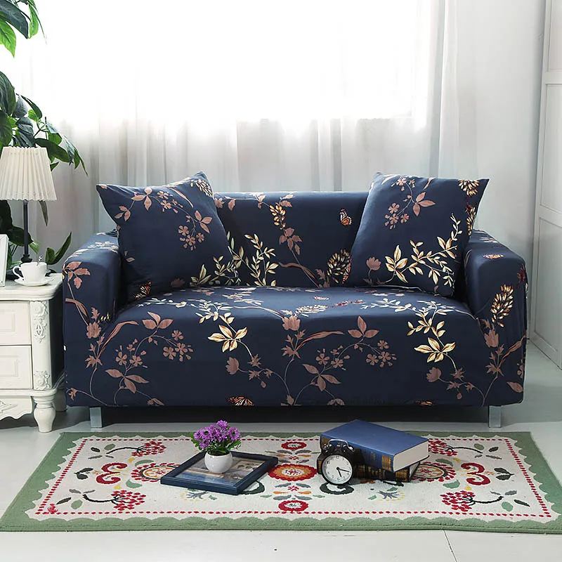 

Sectional Elastic Stretch Tight Wrap Sofa Cover Leaves Printing All-inclusive Seat Cover Furniture L Shape Slipcover Home Decor