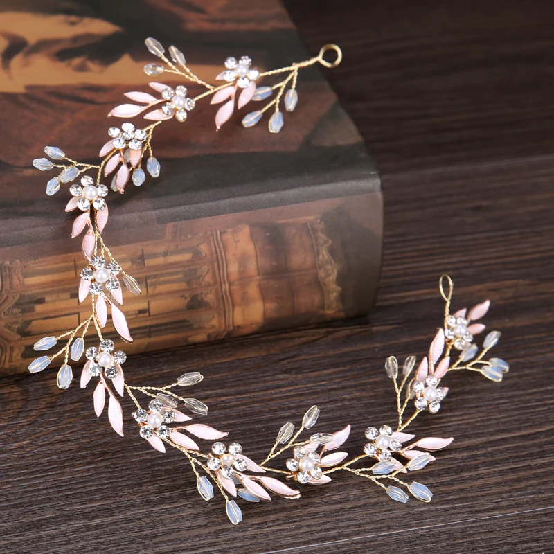 

Luxury Leaves Rhinestone Hair Jewelry For Women Crystal Bridal Headbands Flower Hairband Party Handmade Wedding Hair Accessories