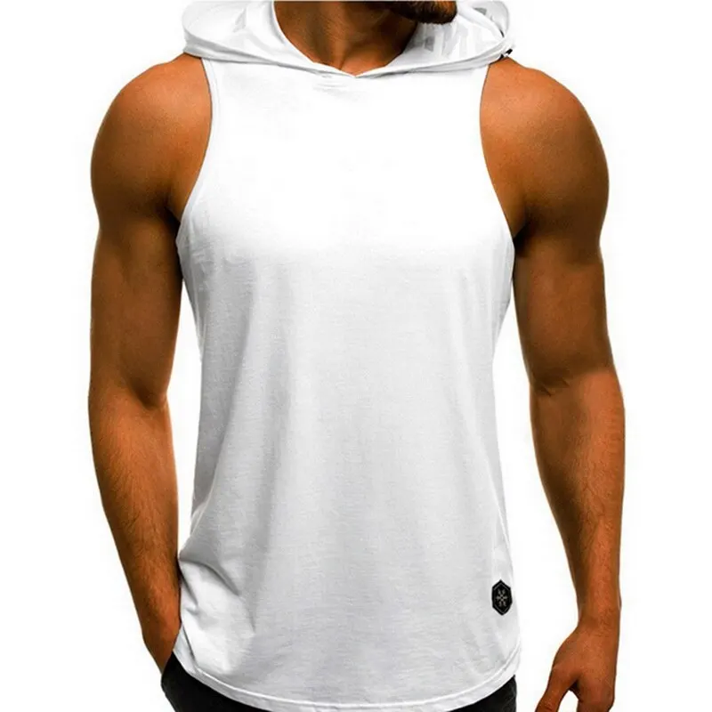 

MJARTORIA 2019 Male Casual Sleeveless Hoodie Sport Pullover Loose Tops T-Shirt Sleeveless Hoodie Bodybuilding Fitness Male Top