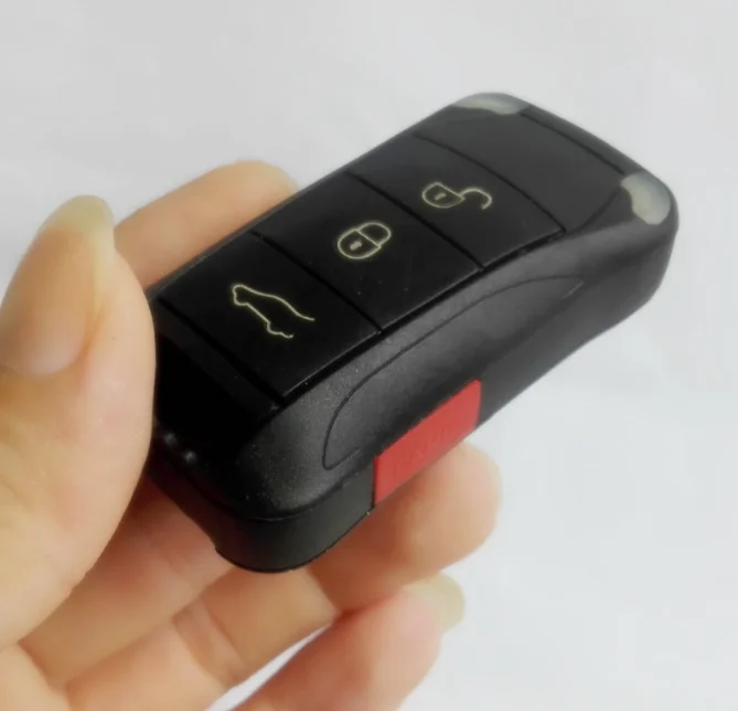 

Replacement Shell Remote Flip Folding Car Key Case Fob 3+1 Buttons For Porsche Cayenne Uncut With LOGO