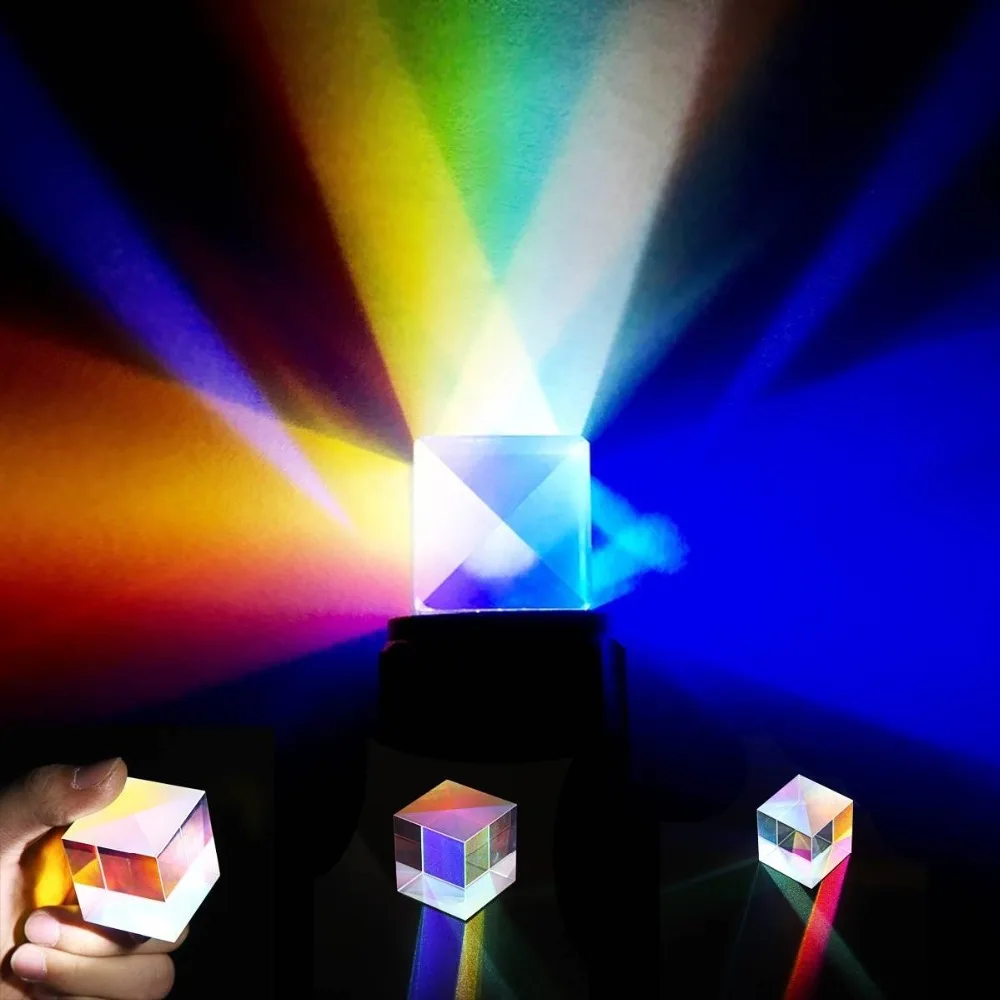 

10PCS Cube Prism 2X2X2cm Defective Cross Dichroic Mirror Combiner Splitter Decor Transparent Module Optical Glass Class Toy