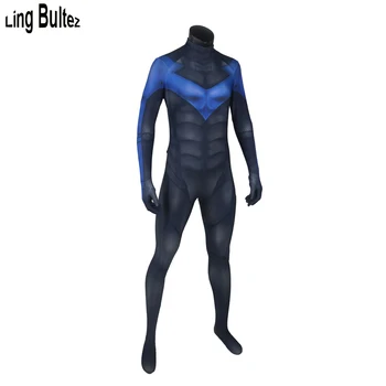 

Ling Bultez High Quality Batman Costume With Muscle Shade Spandex Nightwing Suit Any Size