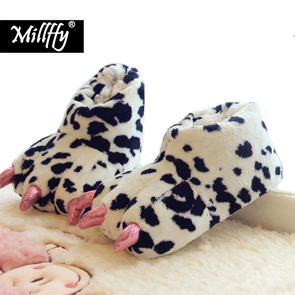 

Millffy warm winter animal paw slippers home floor shoe office shoes plush shoes anime slippers