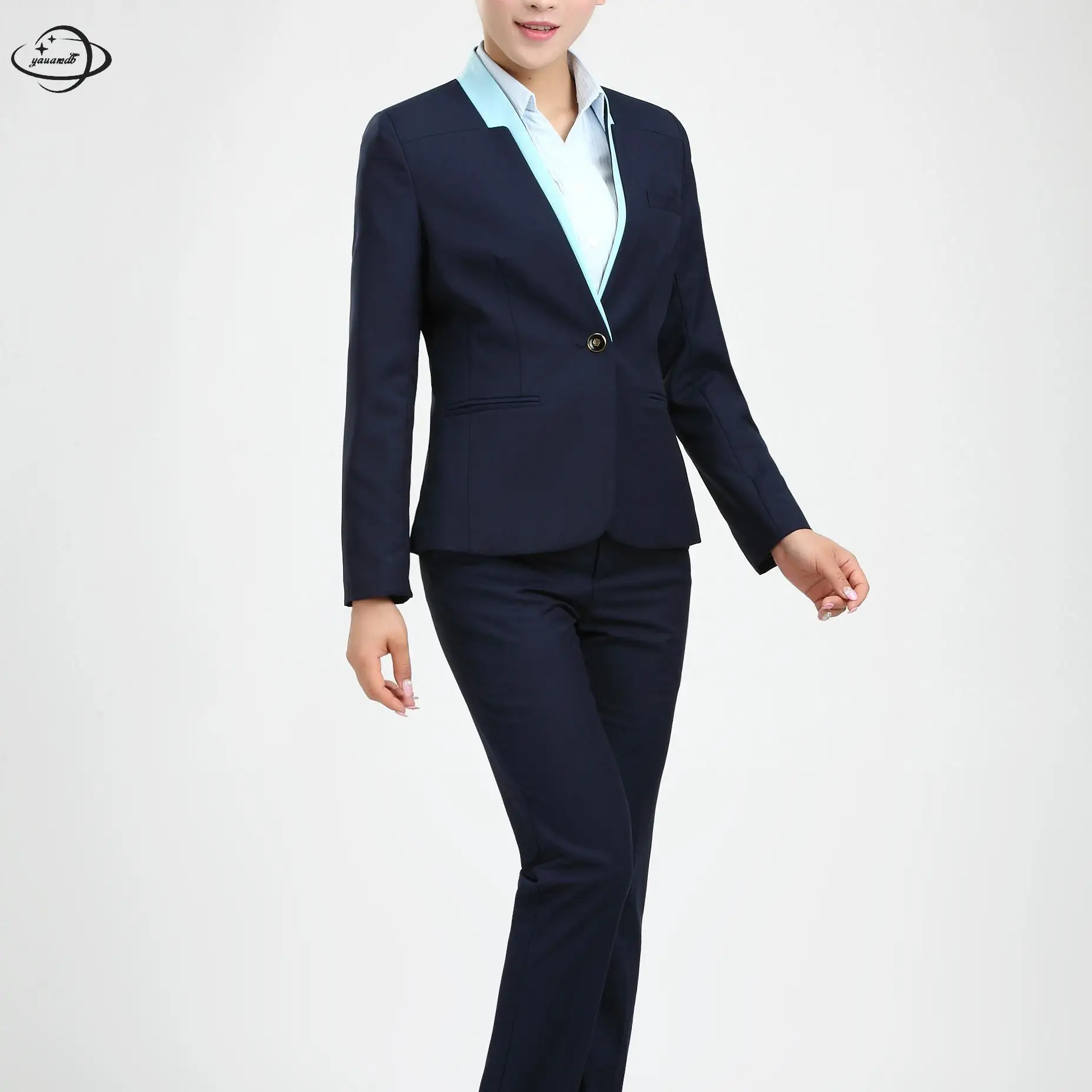 YAUAMDB women pant suits spring autumn S 4XL female blazer clothing set