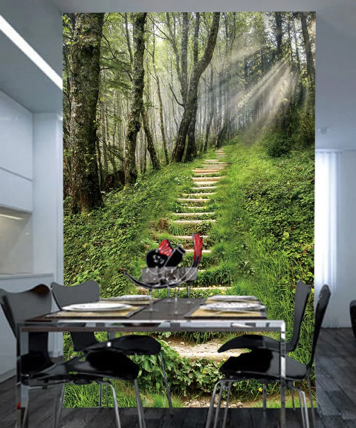 

Custom 3d stereoscopic large mural entrance hallway vertical version wallpaper background wallpaper walkway extending path