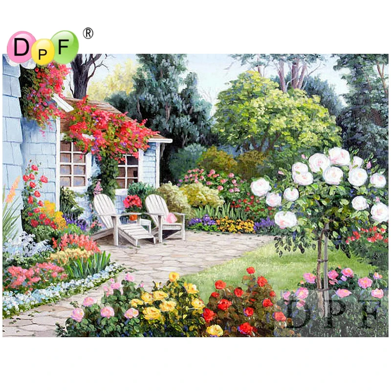 DPF Алмазная вышивка для сада, алмазная живопись, вышивка крестиком, рукоделие, Алмазная мозаика, полностью квадратные Стразы, домашний декор