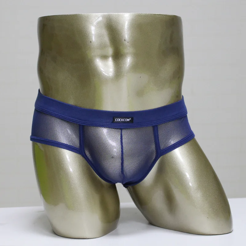 

COCKCON male fashion sexy mesh transparent breathable Man fishnet see through briefs Men Underwear Low Waist Brief