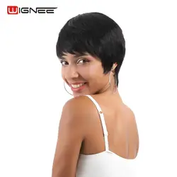 Wignee Short Straight Indian Hair Human Wigs With Free Bangs for Black/White Women 150% High Density Remy Hair Female Fake Wigs Wignee Short Straight Indian Hair Human Wigs With Free Bangs for Black/White Women 150% High Density Remy Hair Female Fake Wigs