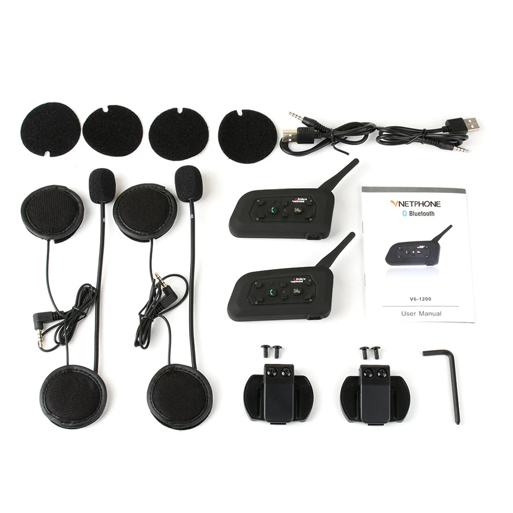 

Headset Portable Bluetooth Motorcycle Helmet Intercom 1200m Intercom Interphone Waterproof Microphone Communication System