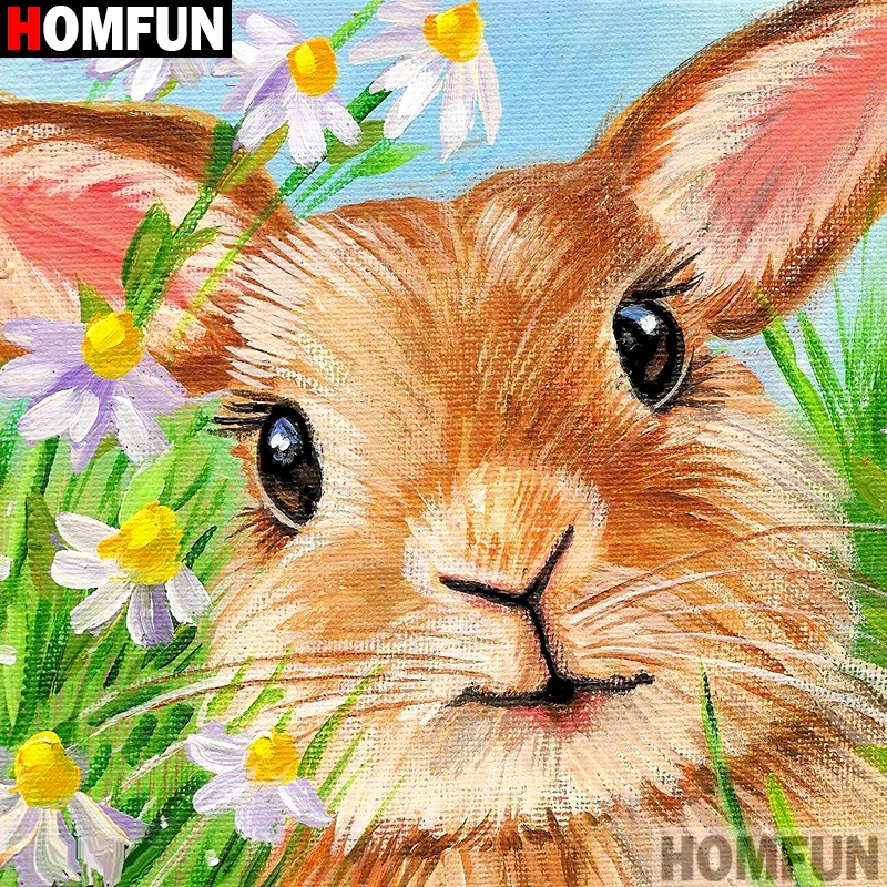 

Homfun Full Square/Round Drill 5D DIY Diamond Painting "Cartoon rabbit" 3D Embroidery Cross Stitch Home Decor Gift A11606