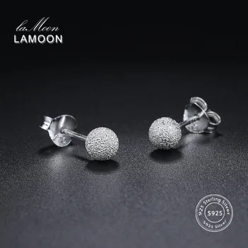 

LAMOON 2018 New Ball Shaped 100% Real 925 Sterling Silver Stud Earrings Fine Jewelry For Women Girl Gift LMEY233 LMEY234 LM235