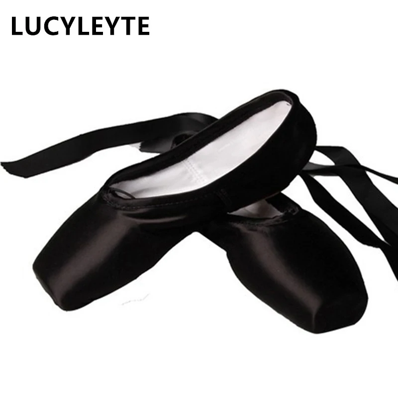 

2018 hot child and ballet Adult pointe dance shoes ladies professional black ballet pointe dance shoes with ribbons shoes woman