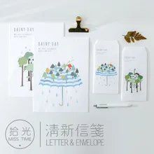 9 шт./компл. 3 конверта+ 6 записывающая бумага сезон дождей свежие серии конверт для Подарочная Корейская Канцелярия