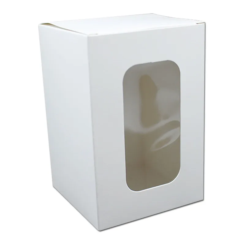 Белая картонная коробка, упаковка с прозрачным окном, складная картонная коробка, подарочная упаковка для конфет, свадьбы, дня рождения, вечеринки - Цвет: 7x7x10cm 60pcs