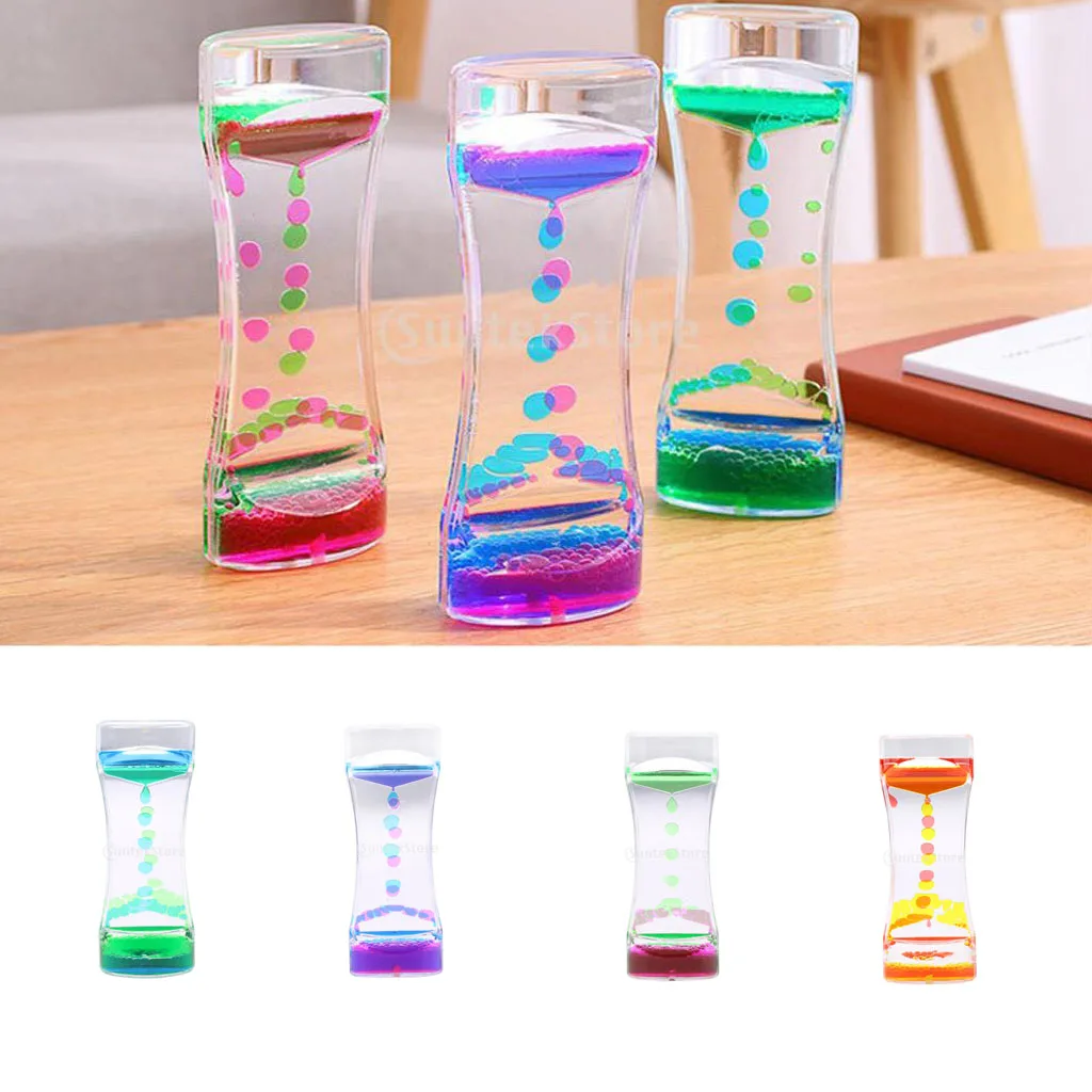 

Acrylic Floating Color Mix Oil Liquid Bubbler Motion Timer Hour Glass Desk Kitchen Room Home Decor Gift Kids' Toys Education