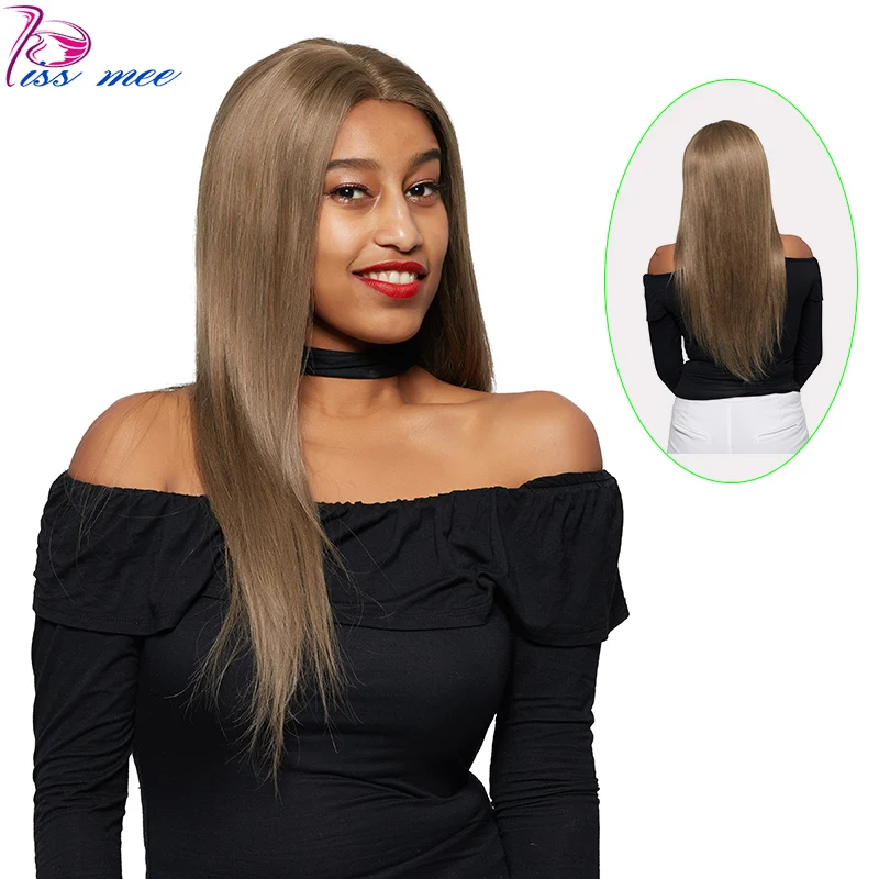 KISSMEE прямые Синтетические волосы на кружеве парик для черный Для женщин #126 Цвет 10-32 дюймов перуанские волосы Remy Синтетические волосы на