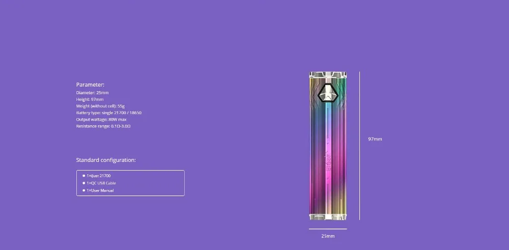 Original Eleaf IJust 21700 Battery Mod with Four-color LED Battery Indicator 80W Max No 21700 18650 Battery Vape Pen Vs Ijust S 01 (9)