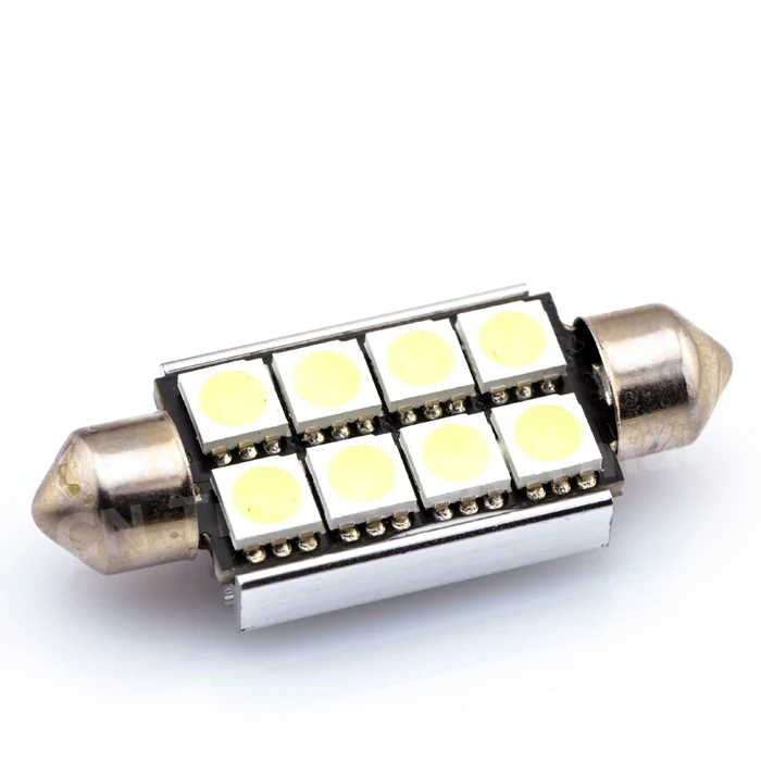 Лучшая цена 42 мм 8 SMD 5050 Чистый белый купол гирлянда CANBUS ОШИБОК интерьер авто