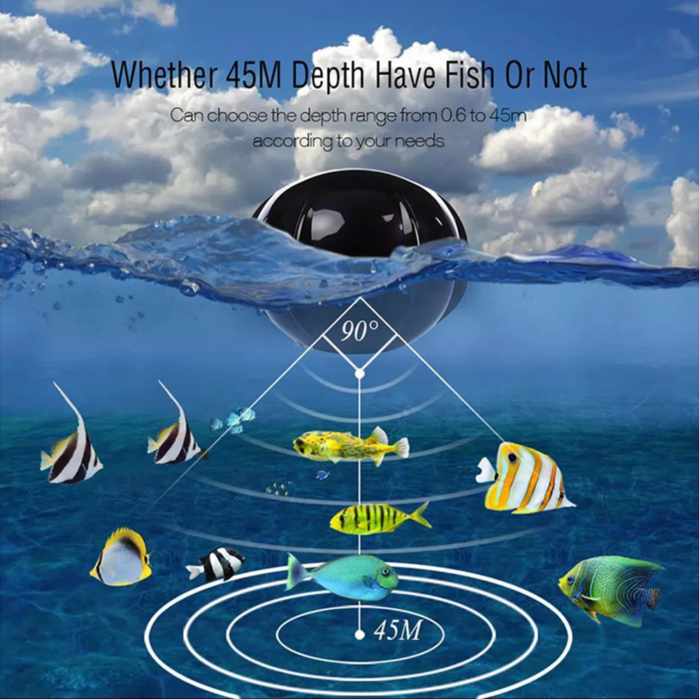 

Portable Wireless Depth Fish Finder Wireless Sonar Sensor Echo Sounder Fishfinder Range 100M/109yd for Fishing Tackle