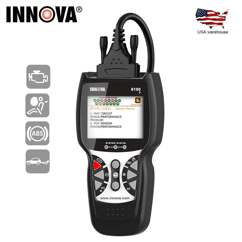 Innova 6100P OBD2 Car Diagnostic Tool ABS Airbag SRS Oil Reset OBD2