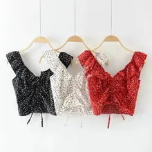 Летний Для женщин пикантные self-модели высокого качества с эластичной резинкой бретель через одно плечо подол шнурок с оборками с застежкой-молнией на спине, топ на бретелях