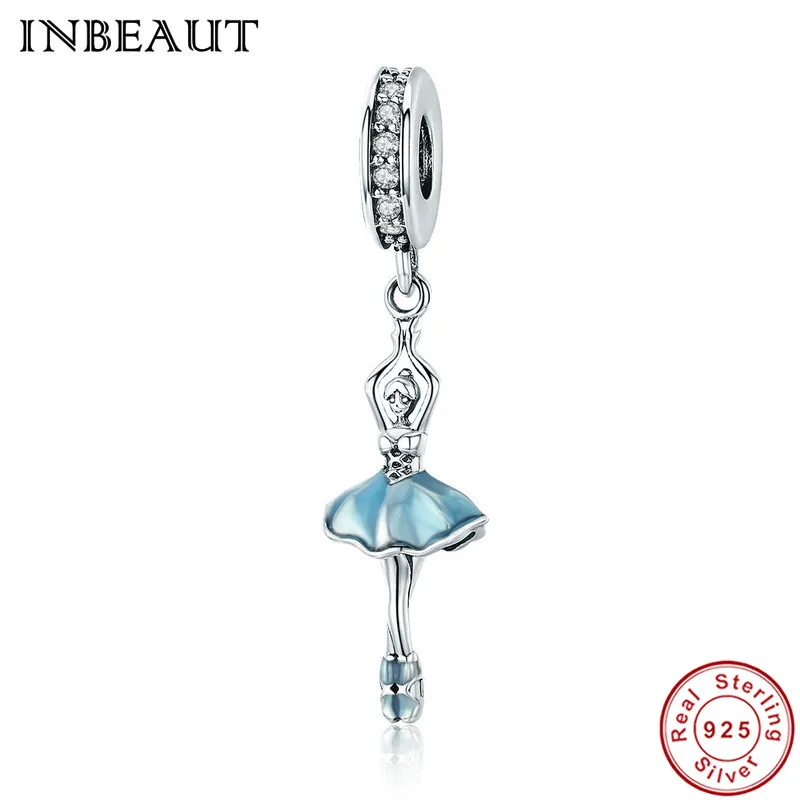 INBEAUT 100% Настоящее серебро 925 пробы милый балетный кулон для девочки бусы женская