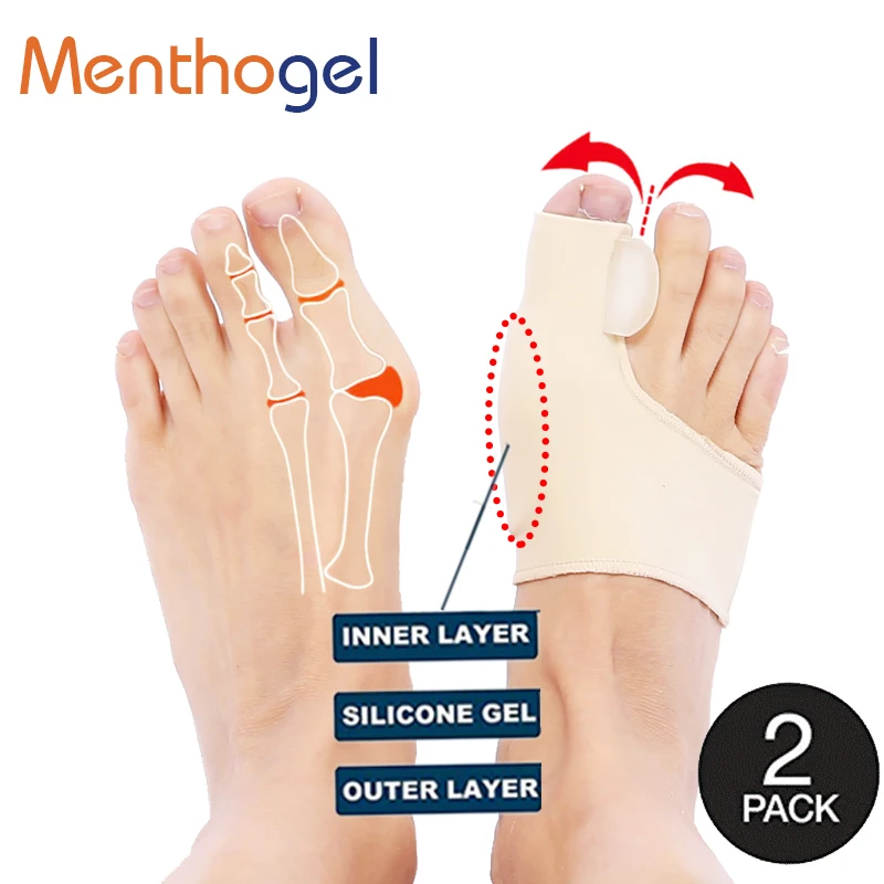 Menthogel 1 пара в Детский самокат вальгусной скобки ортопедические носки ортопедическая коррекция носки корректор для большого пальца ноги