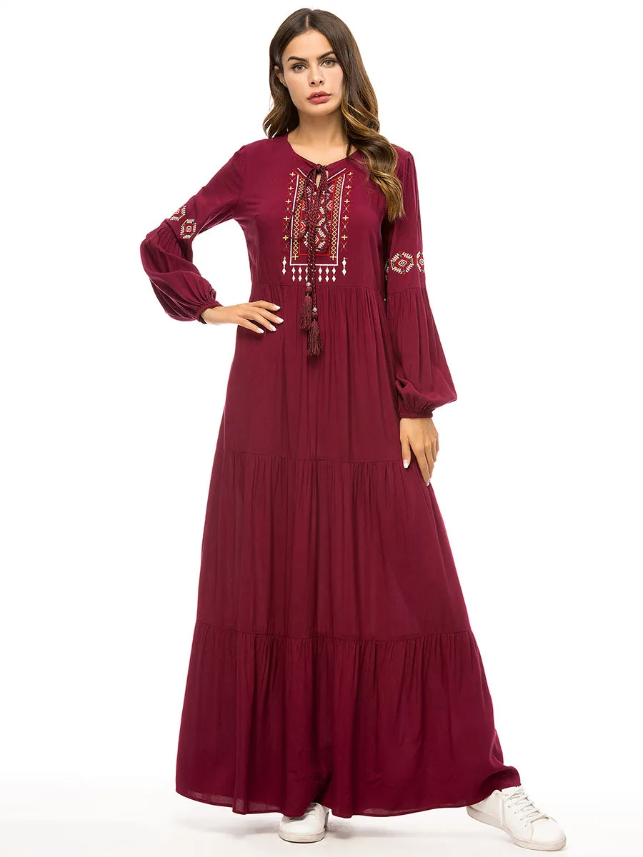 Мусульманское платье Рамадан кафтан мусульманская одежда для женщин абайя Турция арабское платье кафтан марокаин Дубайский кафтан абайя ИД свободные элегантные
