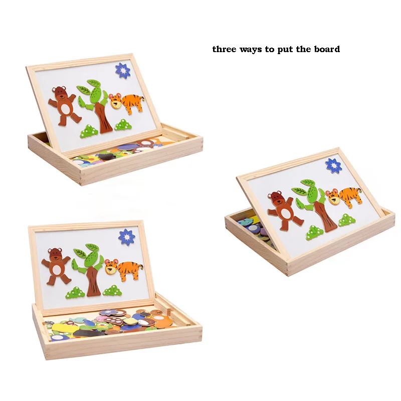 Магнитные головоломки игрушки для детей, для ребенка, Обучающие деревянные головоломки игрушки 3d головоломка животные настольные игры доска для рисования, чтобы написать 152