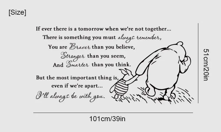Winnie The Pooh Vinyl Wall Decal - If Ever There Is a Tomorrow Baby Quote Nursery Wall Stickers image 2
